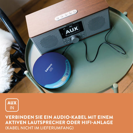 Lenco CD-011 - kaasaskantav CD-mängija aku laadimise funktsiooniga - Discman - CD Walkman - kõrvaklappide ja micro-USB laadimiskaabliga - LCD-ekraan - sinine