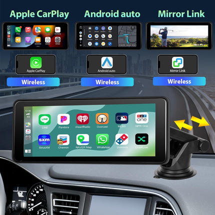 Podofo 6,86-tolline kaasaskantav autostereo juhtmevaba Carplay/Android Auto toega, pööratav alus 7–32 V puutetundliku ekraaniga, juhtmevaba AirPlay/Bluetooth-muusika/peegliühendus/TF/USB/AUX