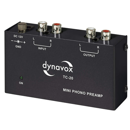 Dynavox TC-20 fono eelvõimendi, kompaktne metallkorpus, MM-padrunitega plaadimängijatele, must