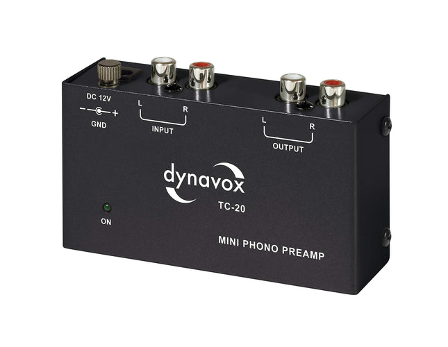 Dynavox TC-20 fono eelvõimendi, kompaktne metallkorpus, MM-padrunitega plaadimängijatele, must