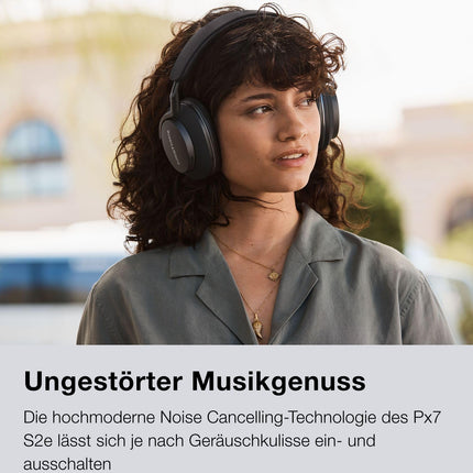 Bowers &amp; Wilkins PX7 S2e kõrvapealsed juhtmevabad mürasummutavad kõrvaklapid Qualcomm aptX™ adaptiivse ja kiire laadimisega, 30 tundi taasesitust, kuus sisseehitatud mikrofoni, antratsiitmust