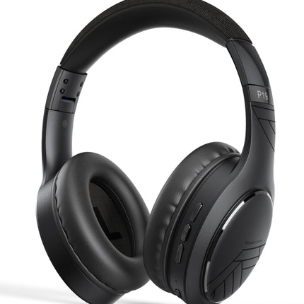 PowerLocus P19 Bluetooth kõrvaklapid, juhtmevabad kõrvaklapid mikrofoniga, 70 tundi mänguaega, Hi-Fi sügav bass, kokkupandav peakomplekt iPadile/telefonidele/sülearvutitele/arvutile (must/hall)