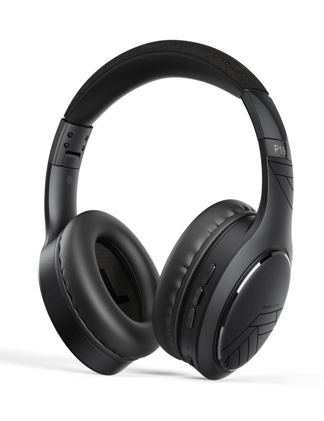 PowerLocus P19 Bluetooth kõrvaklapid, juhtmevabad kõrvaklapid mikrofoniga, 70 tundi mänguaega, Hi-Fi sügav bass, kokkupandav peakomplekt iPadile/telefonidele/sülearvutitele/arvutile (must/hall)
