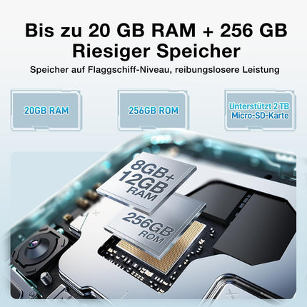 DOOGEE Blade 10 Ultra välistingimustes kasutatav mobiiltelefon ilma lepinguta Android 14, 20GB+256GB/2TB TF õues kasutatav nutitelefon, 6.56 tolli HD+ ehitusplatsi telefon 10.7mm üliõhuke, 50MP+8MP, 5150mAh, IP68 veekindel/NFC/Face ID/GPS