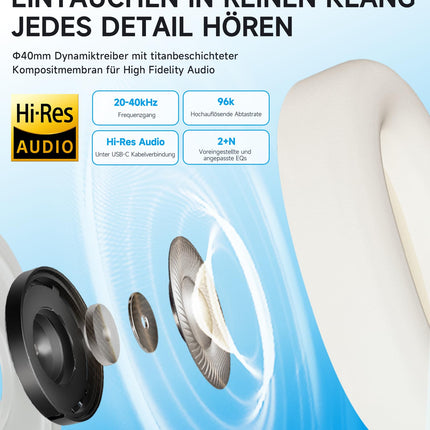 Edifier W800BT Pro hübriidsed ANC-kõrvaklapid, kõrglahutusega heli, 45-tunnine aku, kiire laadimine, kokkupandavad, juhtmevabad kõrvaklapid Bluetooth 5.4 - mustad