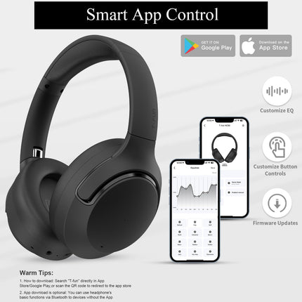 T-fun NC50 juhtmevabad kõrvaklapid hübriidse mürasummutusega, Bluetooth 5.3, mängu-/läbipaistvusrežiim, rakenduse kaudu kohandatav ekvalaiser, 65 tundi aku tööiga, kahe seadme ühendus