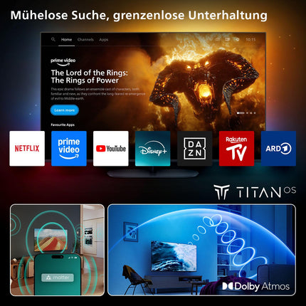 Philips 65PUS7200 4K LED Smart TV - 65-inch display with Pixel Precise Ultra HD, Titan OS platform and Dolby Atmos sound - Works with Alexa and Google Assistant