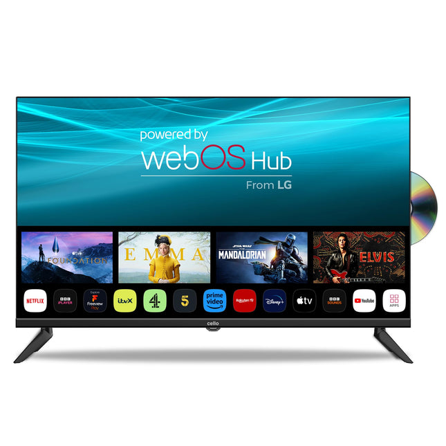 Cello C3224WSF Trav 32-tolline SMART/DVD matkateler integreeritud DVD-mängijaga, raamita, kolmekordse tuuneriga, Bluetoothiga, WebOS-iga LG-lt, ideaalne matkaautodele, veoautodele [2024]