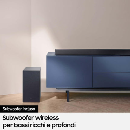 SAMSUNG Soundbar HW-C430/ZF C-Series, 3 speakers, subwoofer included, 2.1-channel audio, Adaptive Sound Lite, Black 2023