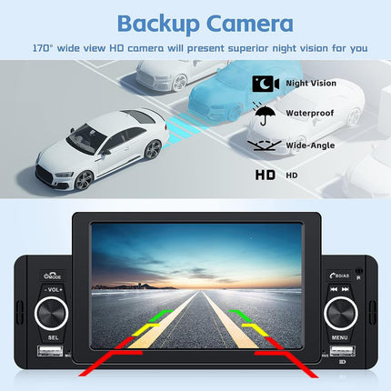1 DIN autoraadio, 5-tolline puutetundliku ekraaniga autoraadio, Bluetooth-vabakäesüsteem, ühe DIN-iga FM-raadio koos peegliühendusega BT/USB/AUX-sisend/SD-kaardi pesa/rooliratta juhtimine + tahavaatekaamera + mikrofon