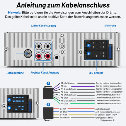 RDS autoraadio Bluetooth, Wistrue autoraadio C-tüüpi laadimispordiga, FM/AM 1DIN raadio Bluetooth-käed-vabad süsteemiga, MP3-mängija/2 USB/AUX/SD
