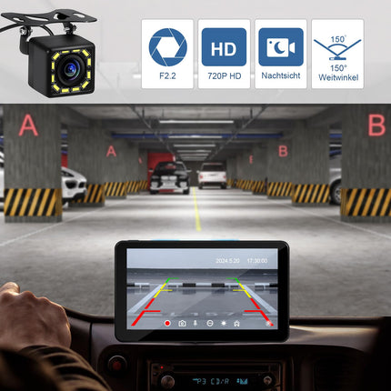 Aonerex kaasaskantav CarPlay ekraan, juhtmevaba Android Auto HD tahavaatekaameraga, 7-tolline IPS-ekraan, Bluetooth käed-vabad kõned, Siri, häälassistent, GPS-navigatsioon, MirrorLink, FM