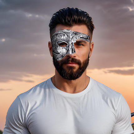 OIDEA meeste mask Veneetsia maskeraad: Punk Rock hõbedane Cosplay Mardi Gras maskeering maskiball kontsert karnevalipidu ooperifantoom Halloweeni vintage kostüüm poolmask