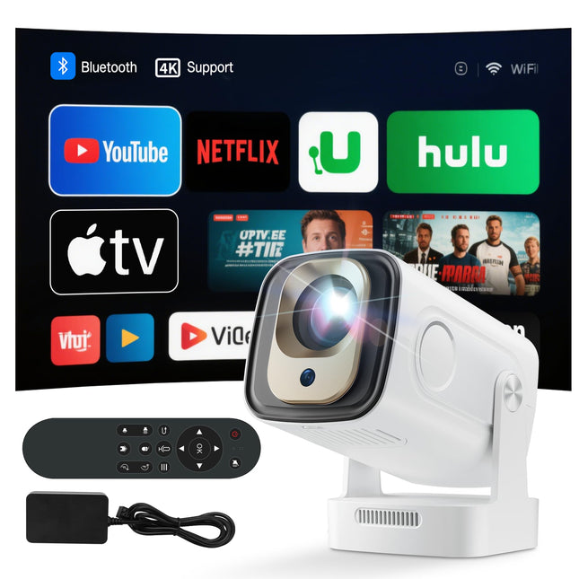 Retroprojektor 1080P miniprojektor 4K - videoprojektor Android 11 WiFi 6/BT 5.4 telefoni, arvuti, sülearvuti, HDMI, kodukino, Netflixi sertifitseeritud ja Electric Focus jaoks