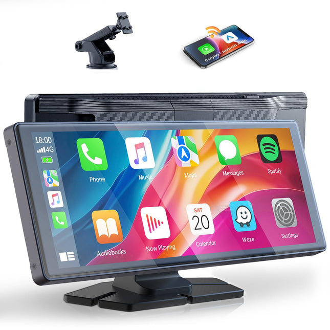 Volam 9.26 inch CarPlay Screen, Portable Car Radio Compatible with Apple CarPlay &amp; Android Auto, Car Play IPS Touch Screen, Buddy Display with Siri/GOO-gle, GPS Navigation, Bluetooth, Mirror Link