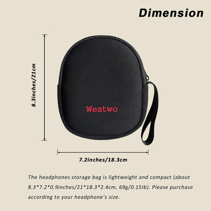 Headphone Case for Foldable Headphones/Neckband Earphones, Headset Storage Earbud Protective Bag, Headphone Bag for Sony, JBL, Beats, Bose, Skullcandy, Plantronics, Sennheiser (Black)