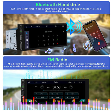 Podofo Car Radio 1 Din with CarPlay, Bluetooth, Android Auto, with 6.86 inch Screen Car Radio Display Supports FM Mirror Link, Rear View Camera and Microphone