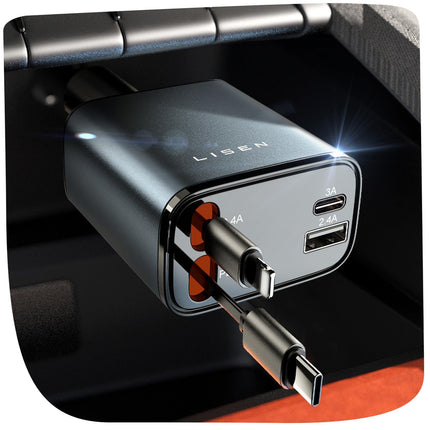LISEN 4-ühes autolaadija 69W sigaretisüütaja USB-C adapter, telkimistarvikud, autovidinad BMW-le, Audile, Mercedes-Benzile, VW-le, veoautodele ja paljudele teistele, meeste kingitused, autotarvikud iPhone 16 Pro Maxile