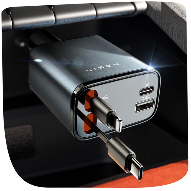 LISEN 4-ühes autolaadija 69W sigaretisüütaja USB-C adapter, telkimistarvikud, autovidinad BMW-le, Audile, Mercedes-Benzile, VW-le, veoautodele ja paljudele teistele, meeste kingitused, autotarvikud iPhone 16 Pro Maxile
