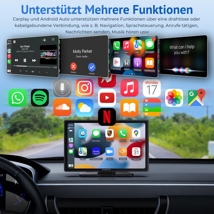 Wonsidary 9-tolline CarPlay ekraan, mis ühildub Apple CarPlay ja Android Autoga, IPS CarPlay ekraan valgustundliku funktsiooniga, Bluetooth, Mirror Link, FM, Siri/Google Assistant ja kaks USB-porti