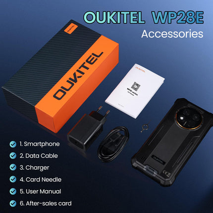 OUKITEL WP28E (2025) Android 14-10600mAh välistingimustes kasutatav nutitelefon ilma lepinguta, 16GB+64GB/1TB, 6.52" nutitelefon 13MP kaameraga, IP68 ehitusplatsi telefon, kahe SIM-kaardiga/NFC/GPS/OTG/Face ID/BT5.0 - roheline
