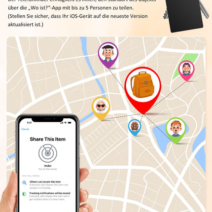 Õhukese rahakoti jälgimiskaardi silt: 2 tk 1,6 mm laetavat Air Smart Trackerit - IP68 veekindel rahakoti leidja, ühildub Apple Find My'ga (ainult iOS) - rahakoti jälgimiskaart kohvrite ja passide jaoks