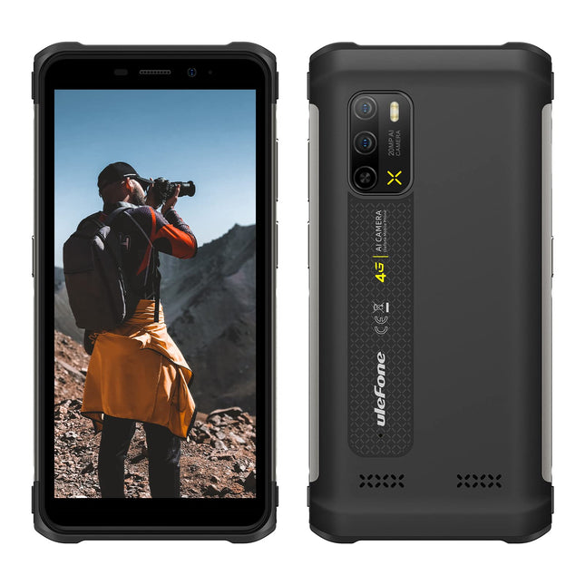 Ulefone Armor X10 PRO Outdoor Smartphone Without Contract, 20MP Underwater Camera, Helio P22 4GB+64GB, 5.45" IP68 Waterproof Mobile Phone Android 11, 5180mAh Battery, 3-Card Slot, Face Unlock NFC Black