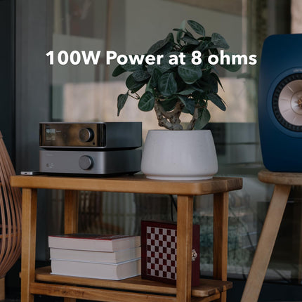 WiiM Vibelink Amp | 100W Power Amplifier with Premium ESS 9039Q2M DAC and TI TPA3255 | Compatible with WiiM Mini, Pro, Pro Plus, and Ultra | RCA, Coaxial, and Optical Inputs | Space Gray