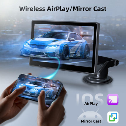 Hodozzy juhtmevaba Carplay Android Auto ekraan, 10,1-tolline HD puutetundlik kaasaskantav autostereo Super Linkiga, OTA uuendus, digitaalne meediavastuvõtja Bluetoothiga, AirPlay, Mirror Cast, FM/TF/AUX