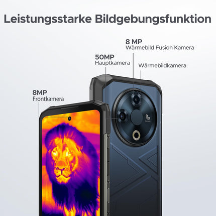 DOOGEE Fire 6 termokaameraga välistingimustes kasutatav mobiiltelefoni ilma lepinguta 10400mAh 256GB+16GB/2TB TF õues kasutatav nutitelefon Android 14 ehitusplatsi telefon 6,56” ekraan 50MP kaamera sõrmejäljelugeja/kolmekordne kaardipesa/GPS/OTG