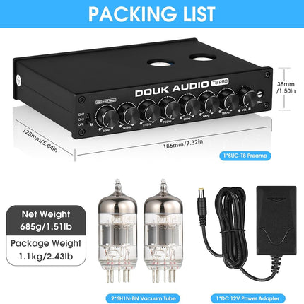 Douk Audio HiFi vaakumtoru ekvalaiser 7-ribaline ekvalaiser, XLR eelvõimendi, kodukino (T8 PRO)