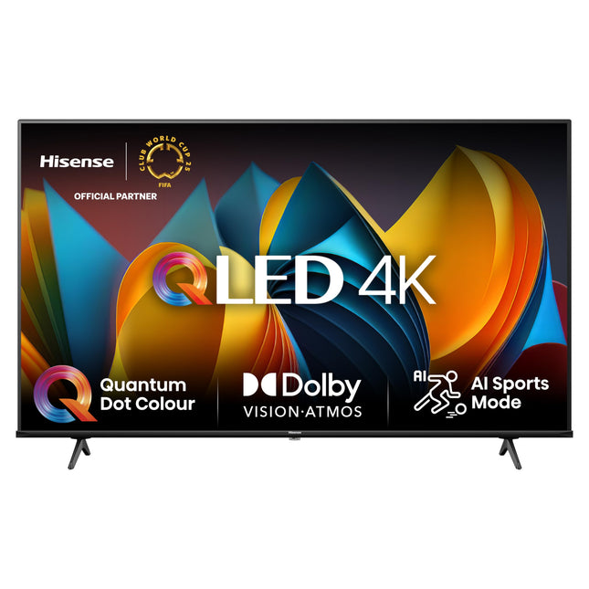 Hisense 65E7NQ 164 cm (65 inch) TV, 4K UHD, QLED, HDR10, HDR10+ decoding, HLG, Dolby Vision Atmos, 60Hz Panel, Smooth Motion, Bluetooth, Alexa Built-in, VIDAA Voice, Black [2024]
