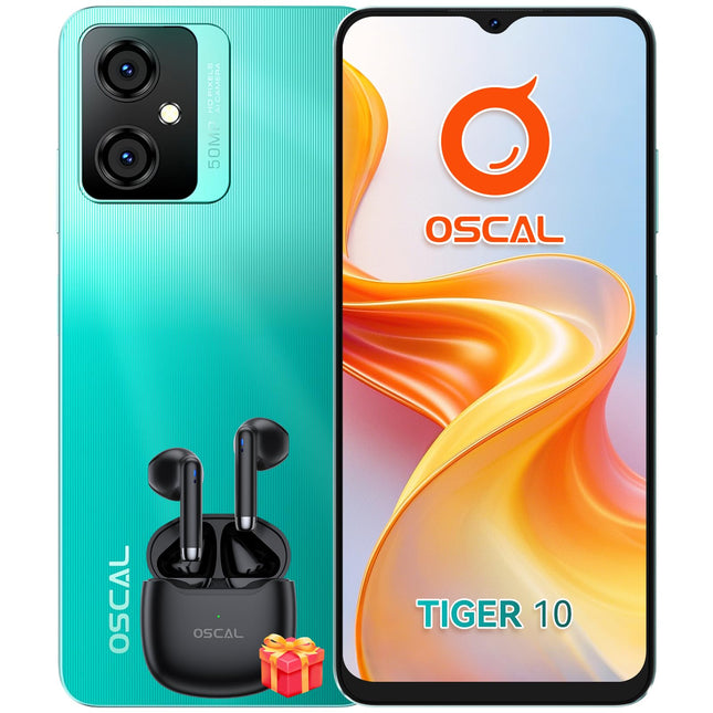 OSCAL Tiger 10 Android 14 nutitelefon ilma lepinguta, 90Hz kaheksatuumaline nutitelefon 256GB+16GB/1TB TF, mobiiltelefonid ilma lepinguta HD+ 6.56 tolli, 50MP+8MP, sõrmejälje/näotuvastusega, 4G kahe SIM-kaardiga, OTG/5180mAh - roheline