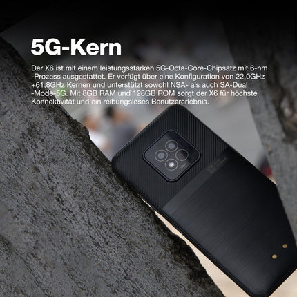 AGM X6 5G õuetelefon ilma lepinguta nutikella ja kõrvaklappidega, 8GB+128GB/512GB, 6,78'' FHD+ ekraan, Android 14 vastupidav veekindel nutitelefon, 50MP+16MP, topelt-SIM/Face ID/5000mAh aku, must