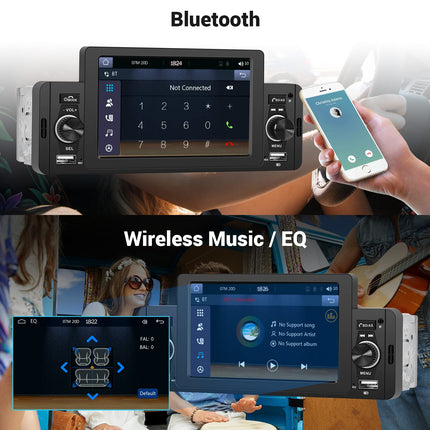 Hodozzy 1 DIN autoraadio, Carplay, Android Auto, 5-tolline puutetundlik ekraan, raadio, FM-raadio, stereo, Mirror Link, Bluetooth, USB/AUX-sisend, SD-kaardi pesa, juhtmevaba ...