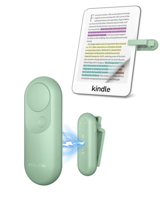 Stouchi kaugjuhtimispuldi leheküljepööraja Kindle'i, Tolino, Paperwhite'i, Colorsofti, Oasis'i ja Scribe'i e-lugeri lisatarvikute lugemiseks, magnetilise klõpsuga leheküljepööraja Kindle'i, iPadi ja tahvelarvuti jaoks - roheline