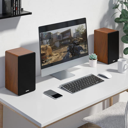 Saiyin Bluetooth-raamaturiiul, 40 W x 2 aktiivkõlarit telerile 4-tollise bassikõlariga, plaadimängija kõlarid optilise/AUX-sisendiga/subwoofer Line Out arvuti ja telerite jaoks