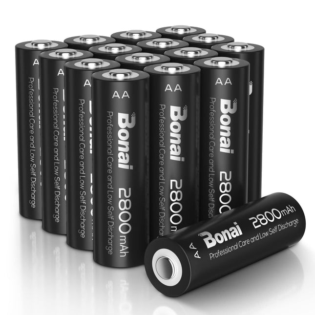 BONAI AA patarei 2800mAh 16 tükki laetavaid akuid suure mahutavusega 1.2V Mignon AA Accu NI-MH laetavad akud HR6 laetav aku madala isetühjenemisega