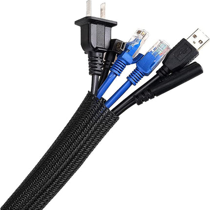 AGPTEK 25mm-3m Cable Sleeve, Self-Closing Cable Duct, Flexible Woven Cable Cover, Cable Management for Desk, TV, Computer, PC, Cable Protector for Dogs, Cats