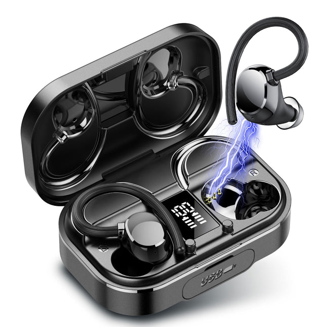 Bluetooth-kõrvaklapid spordile, kõrvasisesed kõrvaklapid, juhtmevabad Bluetooth 5.3 HD-mikrofoniga, suurepärane heli, 120 tundi mänguaega, IP7 veekindlad kõrvaklapid kõrvakonksuga