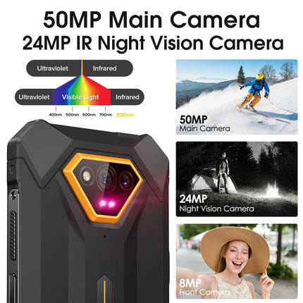 Ulefone Armor X13 Outdoor Mobile Phone Android 14, 50MP + 24MP Night Vision 12GB + 64GB/256GB SD Octa Core 6320mAh 6.52'' Construction Site Mobile Phone without Contract 4G Dual SIM Outdoor Smartphone IP68 Fingerprint ID NFC GPS