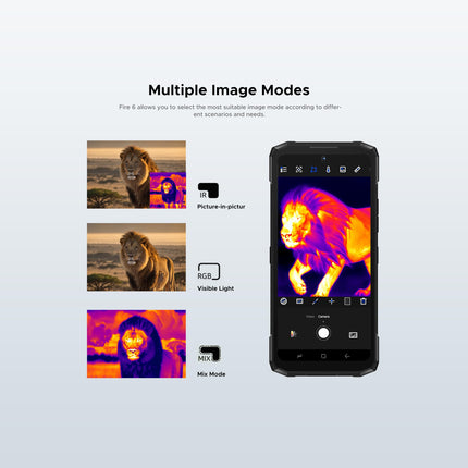 DOOGEE Fire 6 termokaameraga vastupidav 4G nutitelefon ilma lepinguta, 16 GB + 256 GB, aku 10400mAh / 18W, 50MP + 8MP SIM-kaardi lukustamata mobiiltelefonid, Android 14, 6.56 tolli, Face ID, 15.8mm õhuke sinine