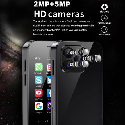 Hipipoo mininutitelefon, 4G väiketelefon 3,0 tolli, kaks SIM-kaarti, 2600mAh aku, 2MP+5MP topeltkaamerad, lastetelefon näotuvastusfunktsiooniga, täiskasvanute varutelefon