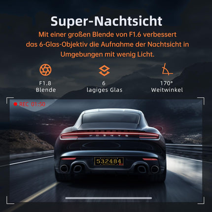 Auto armatuurlaud ees ja taga 4K+1080P, Auto armatuurlaud GPS WiFi-ga, Topelt autokaamera 32GB kaardiga, 170° lainurk, Super öine nägemine WDR, 24H parkimise jälgimine, G-andur, tsükkelsalvestus, rakenduse juhtimine, max 256GB
