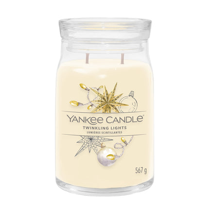 Yankee Candle Signature lõhnaküünal; suur küünal pika põlemisajaga "Twinkling Lights"; sojavaha segu