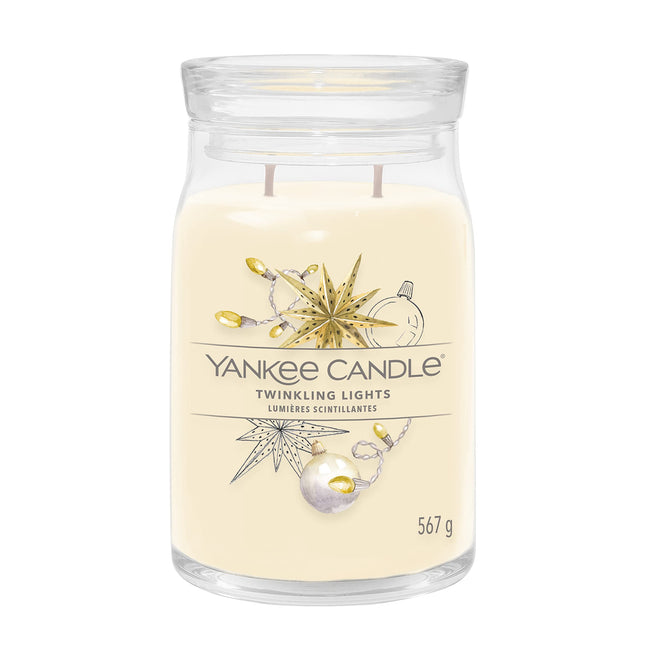 Yankee Candle Signature lõhnaküünal; suur küünal pika põlemisajaga "Twinkling Lights"; sojavaha segu
