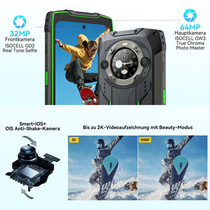 Blackview BV9300 Pro välistingimustes kasutatav mobiiltelefon 16GB+256GB 120Hz 6.7" FHD+1.32" tagumine ekraan 15080mAh(33W) välistingimustes kasutatav nutitelefon ilma lepinguta Android 13, 64MP+32MP, sõrmejäljelugeja, IP68 veekindel, GPS, IP69K, NFC