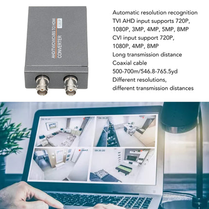AHD TVI CVI CVBS HDMI-muunduri adapter, multimeedia Full HD 720P 1080P 3MP 4MP 5MP 8MP BNC HDMI-videoadapter HDTV DVR-ile
