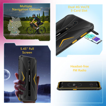 Ulefone Armor X12 õuetelefon Android 13 Go, 6GB+32GB(SD-256GB) IP69K vastupidav nutitelefon ilma lepinguta, soodne 4860mAh aku, 13MP+8MP 5.45" HD+, IP68K veekindel 4G kahe SIM-kaardiga, 3 kaardipesa/NFC/OTG/GPS