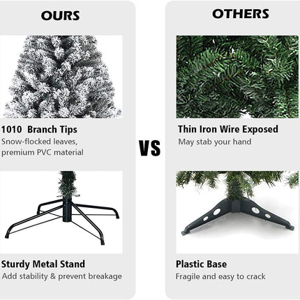 Giantex SPSUPE Artificial Christmas Tree made of high-quality PVC, flocked, with solid metal stand, ideal for indoor and outdoor use (2.5 m), white